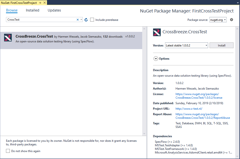NuGet CrossTest Package